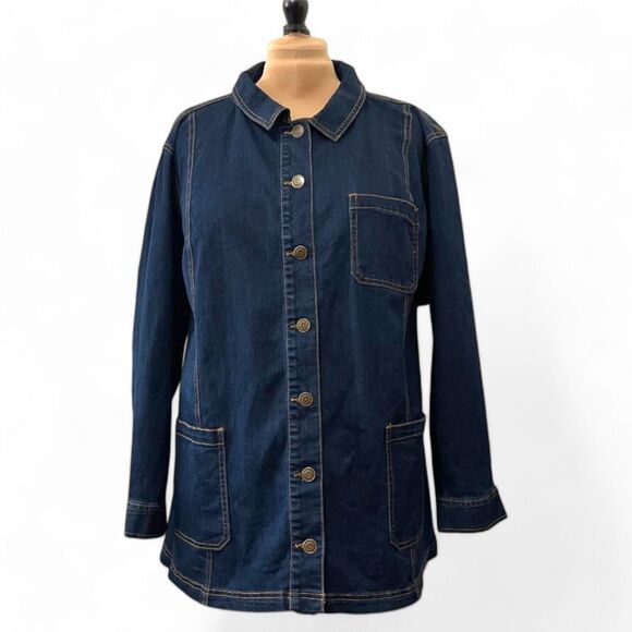 CATHERINES Women's Plus Size Blue Stretch Denim Jacket SIZE 4X - Picture 1 of 7
